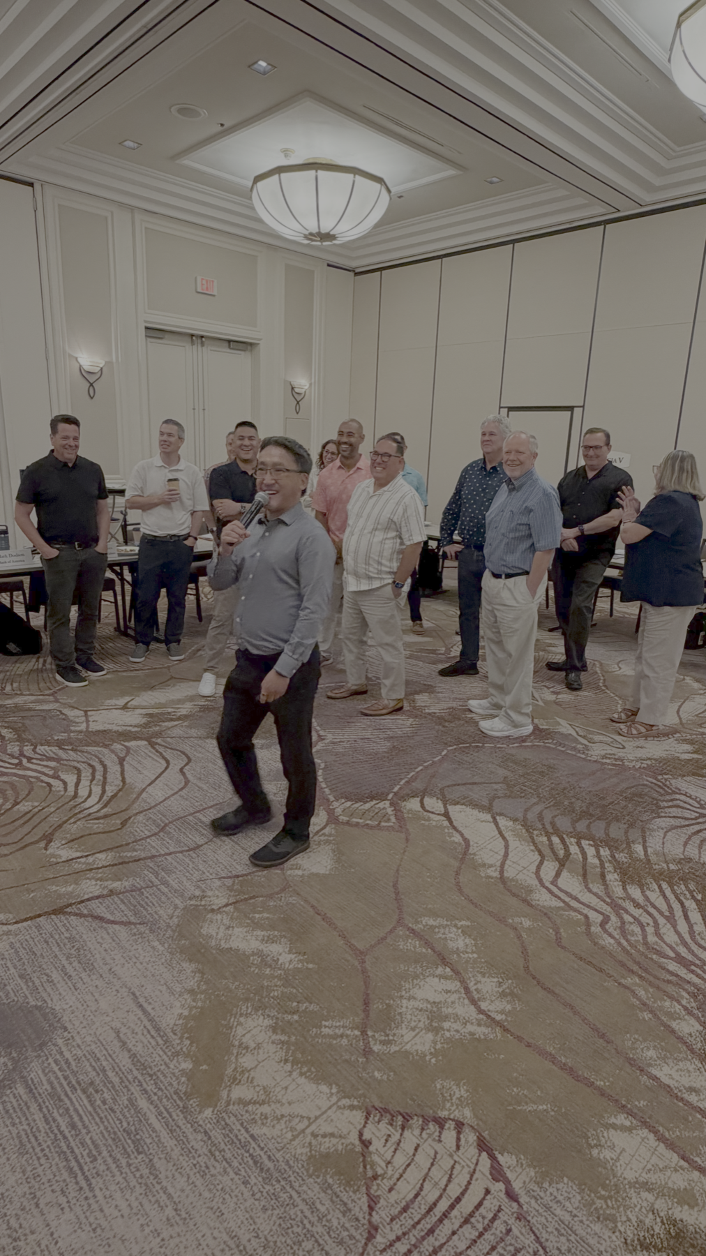 Stuart Takehara leads a board icebreaker during an annual strategic planning retreat