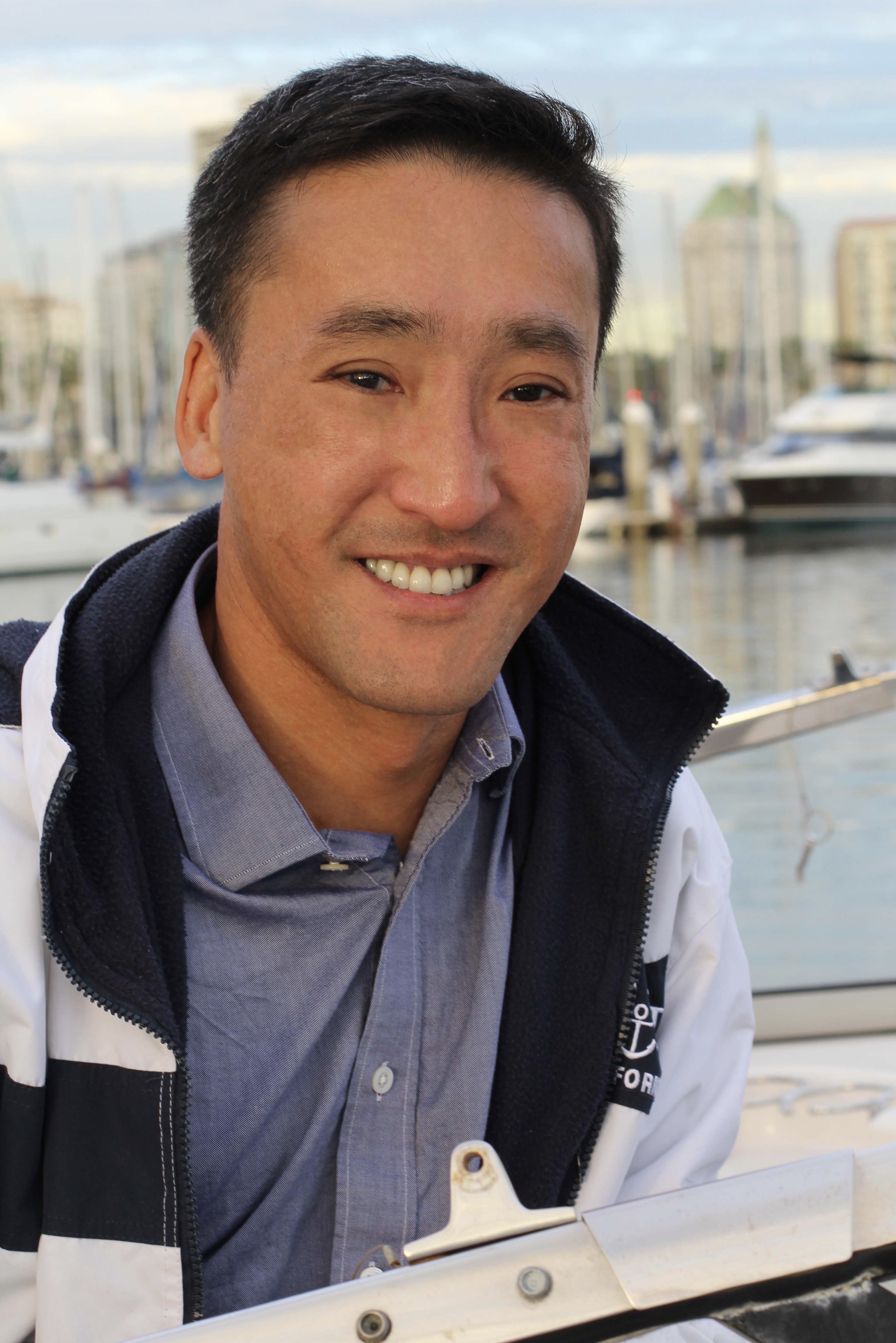 Stuart Takehara at the marina in Long Beach